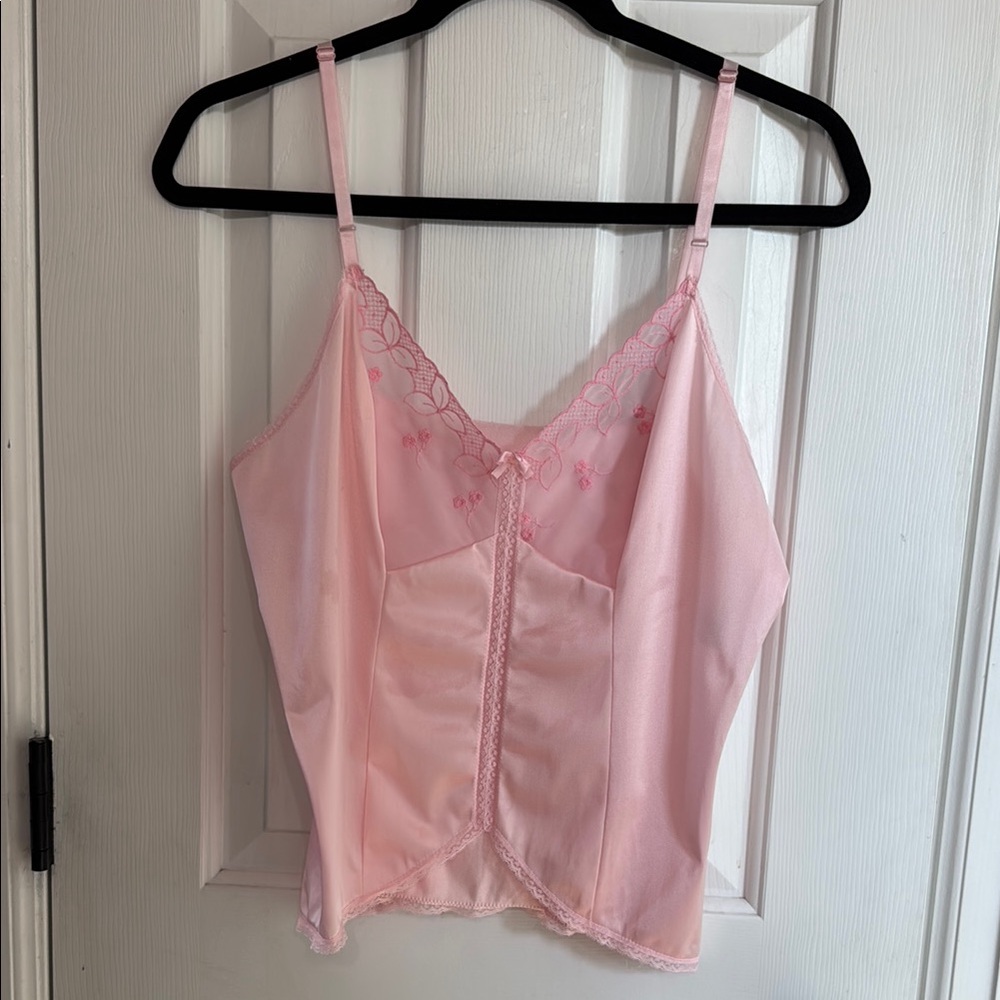 Vanity Fair Pink Embroidered Lingerie Top